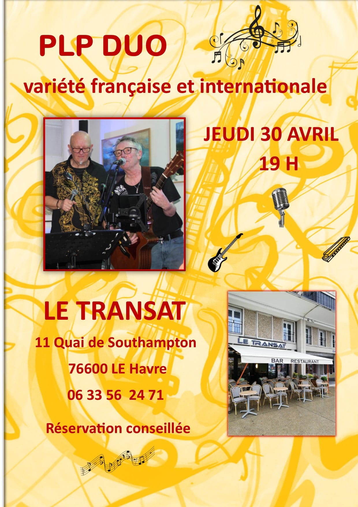 Affiche d'une soirée musicale au Transat